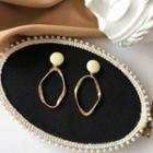 Asymmetrical Hoop Drop Earring 1 Pair - Gold & Beige - One Size