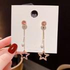 925 Sterling Silver Rhinestone Star Dangle Earring 1 Pair - E1500 - Gold - One Size