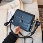 Faux-leather Buttoned Studded Satchel