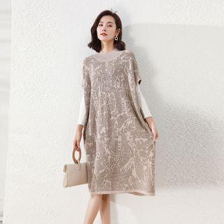 Long Batwing-sleeve Knit Dress