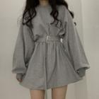 Belt-waist Sweatshirt Dress