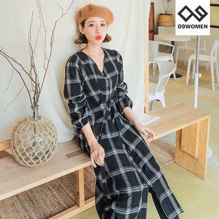 Plus Size Plaid Long Shirtdress