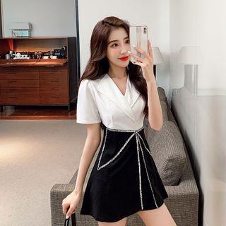 Set: Two-tone Mini A-line Dress + Shorts