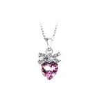 Fashion Heart Pendant With Purple Austrian Element Crystal And Necklace