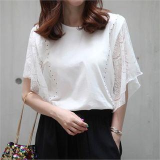 Lace-sleeve Studded Top