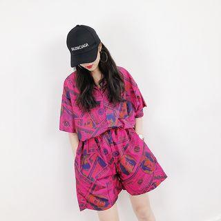 Set : Short-sleeve Print T-shirt + Shorts