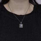 Marble Square Pendant Necklace Silver & Black - One Size