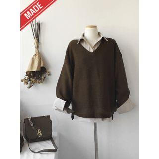 Wide-cuff Plain Shirt