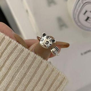 Tiger Sterling Silver Open Ring J2591 - Silver - One Size