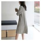 Round-neck Cable-knit Dress Gray - One Size
