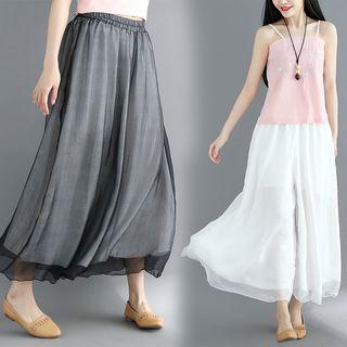 Chiffon Pleated Wide-leg Skort