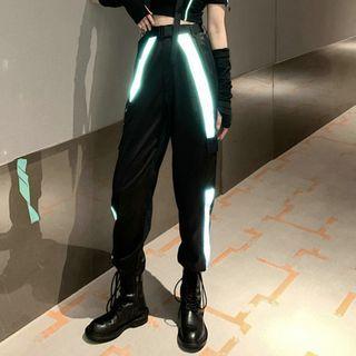 Set: Reflective Print Sweatpants + Belt