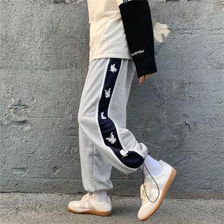 Contrast Panel Butterfly Print Sweatpants