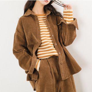 Pocket-front Corduroy Long-sleeve Shirt