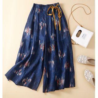 Print Loose-fit Cropped Pants