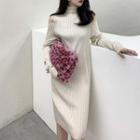Cold-shoulder Turtleneck Knit Dress
