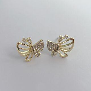 Alloy Rhinestone Butterfly Earring 1 Pair - Butterfly - One Size