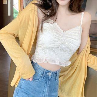 Set: Sweetheart Embroidered Camisole + Plain Cardigan