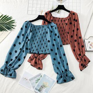 Square-neck Dotted Crop Top
