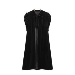 Bow Accent Velvet Cape