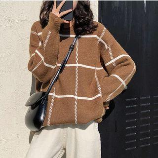 Plaid Long-hem Sweater