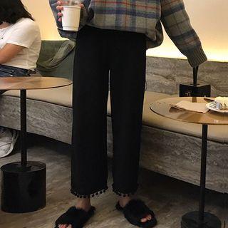Pom Pom Hem Wide-leg Pants