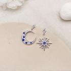 Non-matching Rhinestone Moon & Star Dangle Earring 1 Pair - As Shown In Figure - One Size