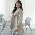 Banded-cuff Striped-panel Belted Trench Coat
