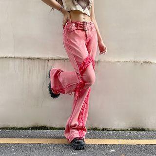 Low Rise Tasseled Flared Jeans
