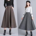 Woolen A-line Maxi Skirt
