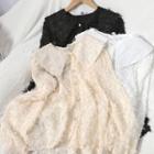 Long-sleeve Textured Button-up Blouse