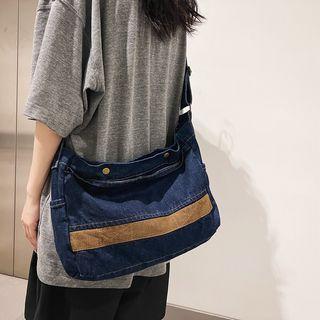 Contrast Panel Denim Crossbody Bag