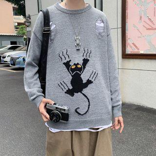 Jacquard Distressed Sweater