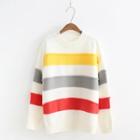 Color Block Sweater White - One Size