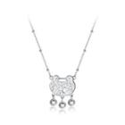 925 Sterling Silver Fashion Chinese Lock Necklace Silver - One Size
