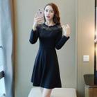 Lace Yoke Long-sleeve A-line Dress