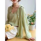 Set: Loose-fit Plain Shirt + Sleeveless Top