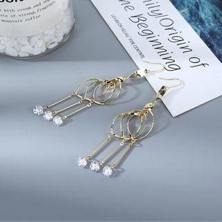 Cz Fringed Dangle Earring Gold - One Size