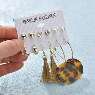 Set Of 6: Earrings (various Designs) As Shown In Figure - One Size