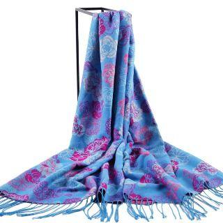 Fringed Floral Winter Scarf