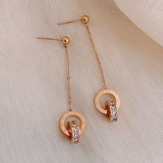 Rhinestone Interlocking Hoop Dangle Earring 1 Pair - As Shown In Figure - One Size