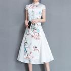 Floral Print Short Sleeve A-line Qipao