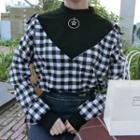 Mock Two Piece Check Blouse