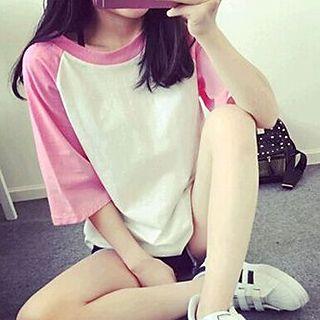 Elbow-sleeve Raglan T-shirt