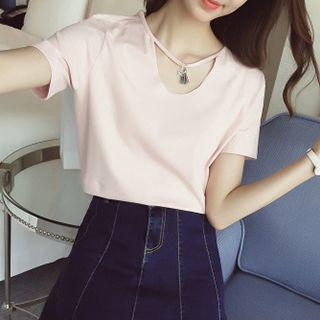 Cutout Short-sleeved Blouse