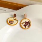 Sterling Silver Asymmetrical Bear Drop Earring / Clip-on Earring