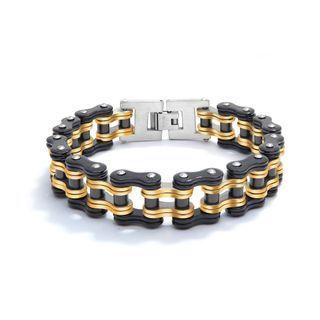 Fashion Personality Black Gold Bicycle Chain 316l Stainless Steel Bracelet Black - One Size