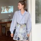 Plain Shirt / Printed Mini A-line Skirt