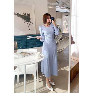 Bishop-sleeve A-line Maxi Dress