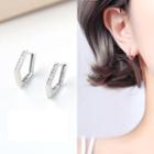 925 Sterling Silver Rhinestone Pentagon Earring 1 Pair - Silver - One Size